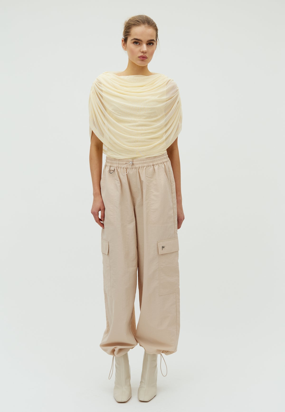 167447 Bottuna Drapy Mesh Top_Butter Yellow_Model_3