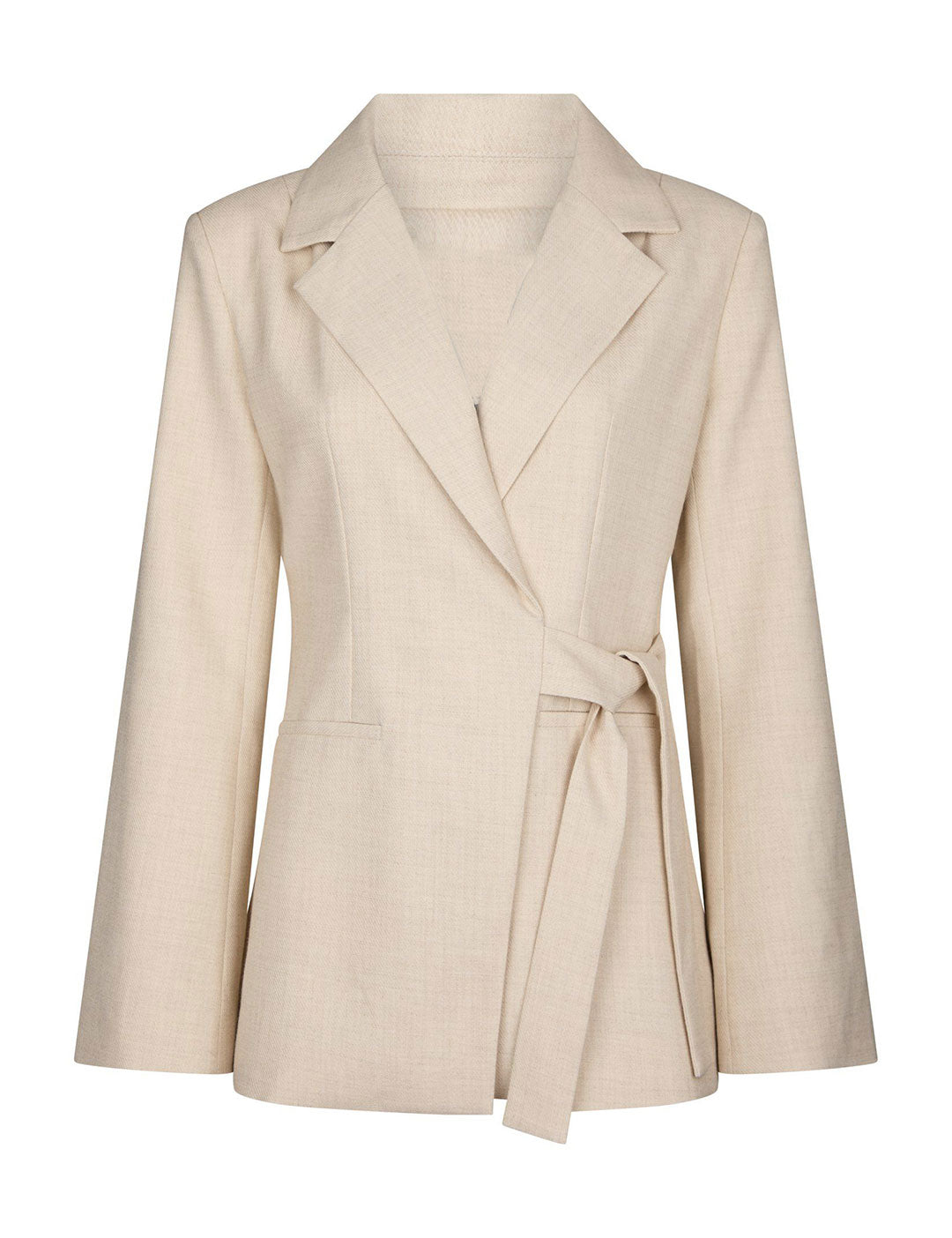 168927 Tarmia Melange Tie Blazer_Beige Melange_Packshot_0