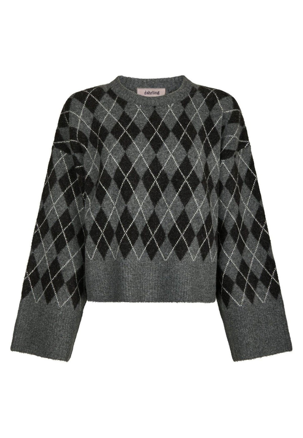 168645 Tick Check Knit Blouse_Antracit_Packshot_0