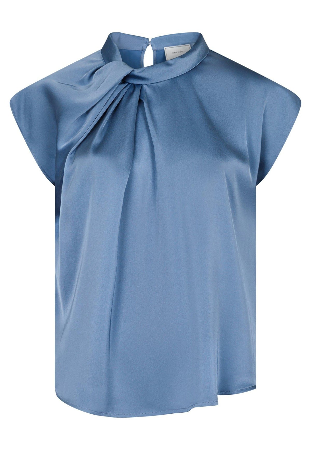 160990 Fleur Drapy Satin Blouse_Dusty blue_Packshot_0