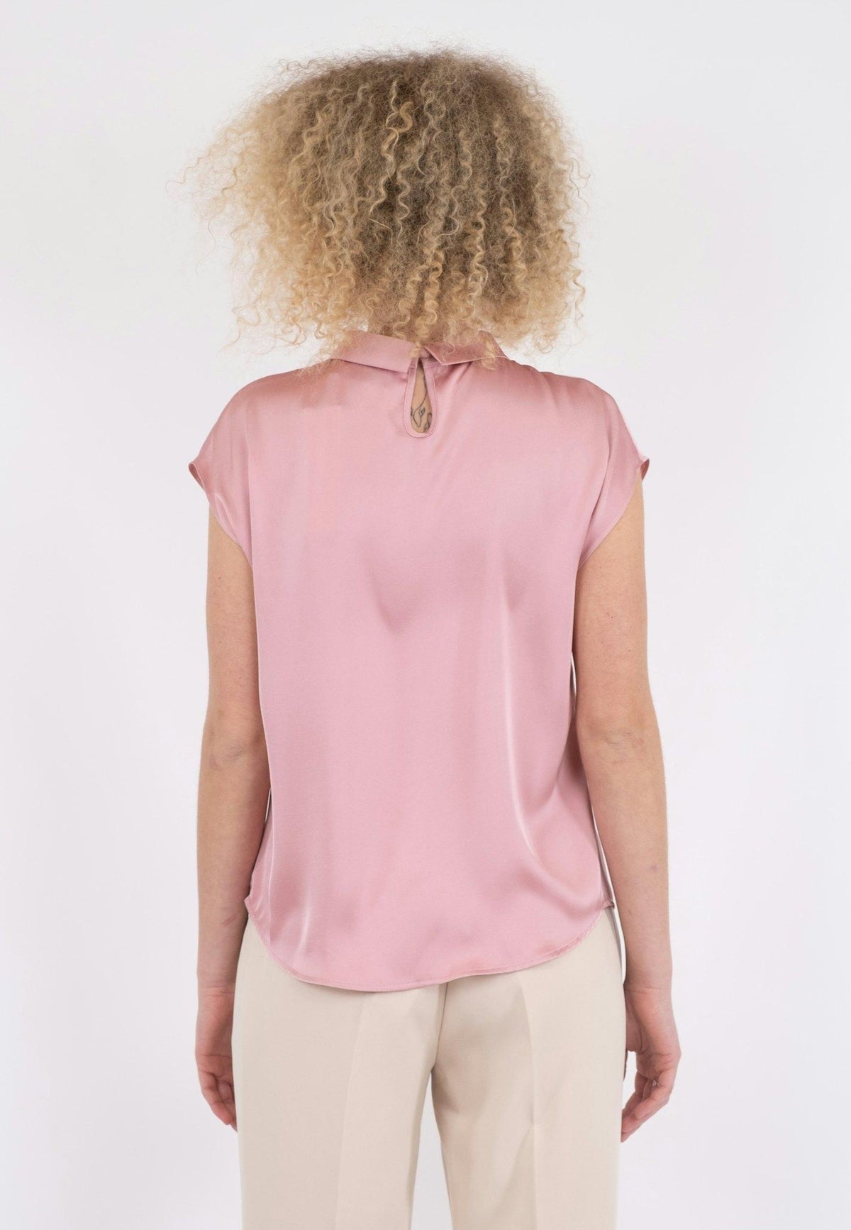 160990 Fleur Drapy Satin Blouse_Light Pink_Model_2
