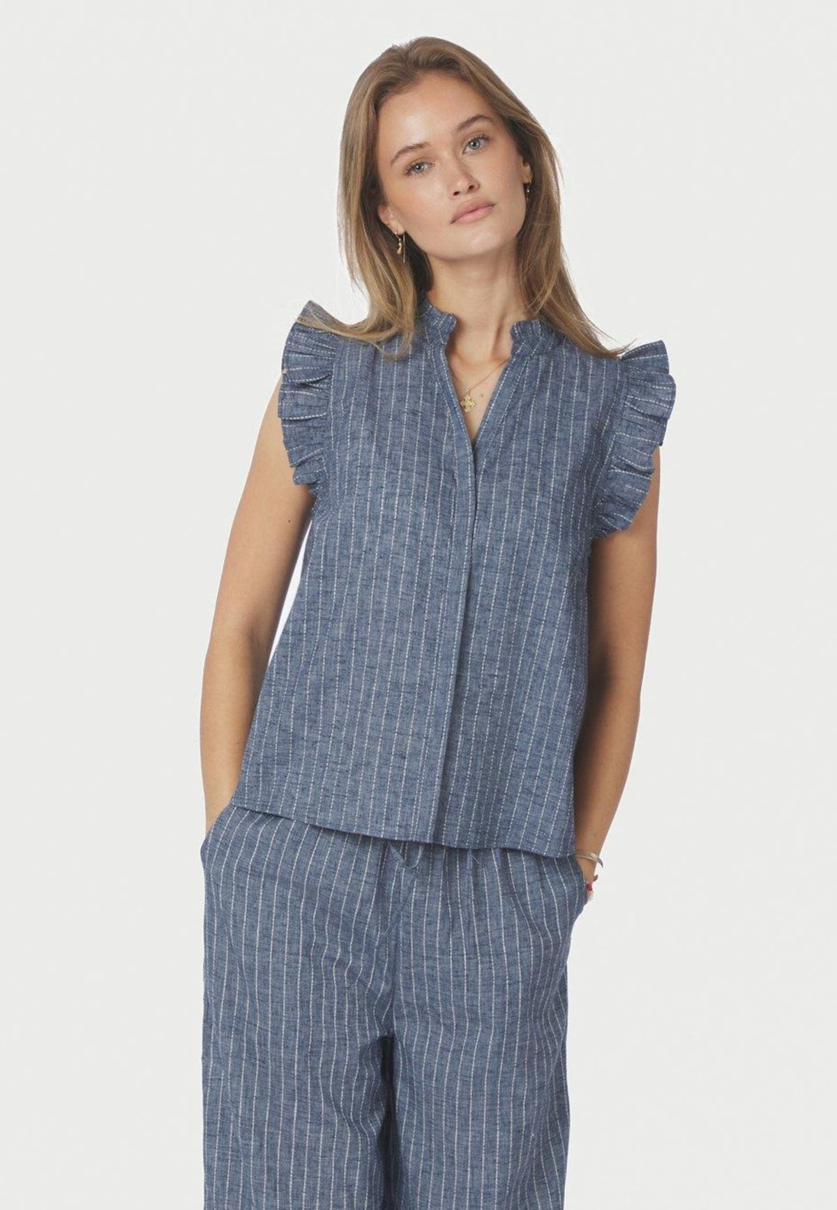 168373 Siona Emb Stripe Top_Blue_Model_0