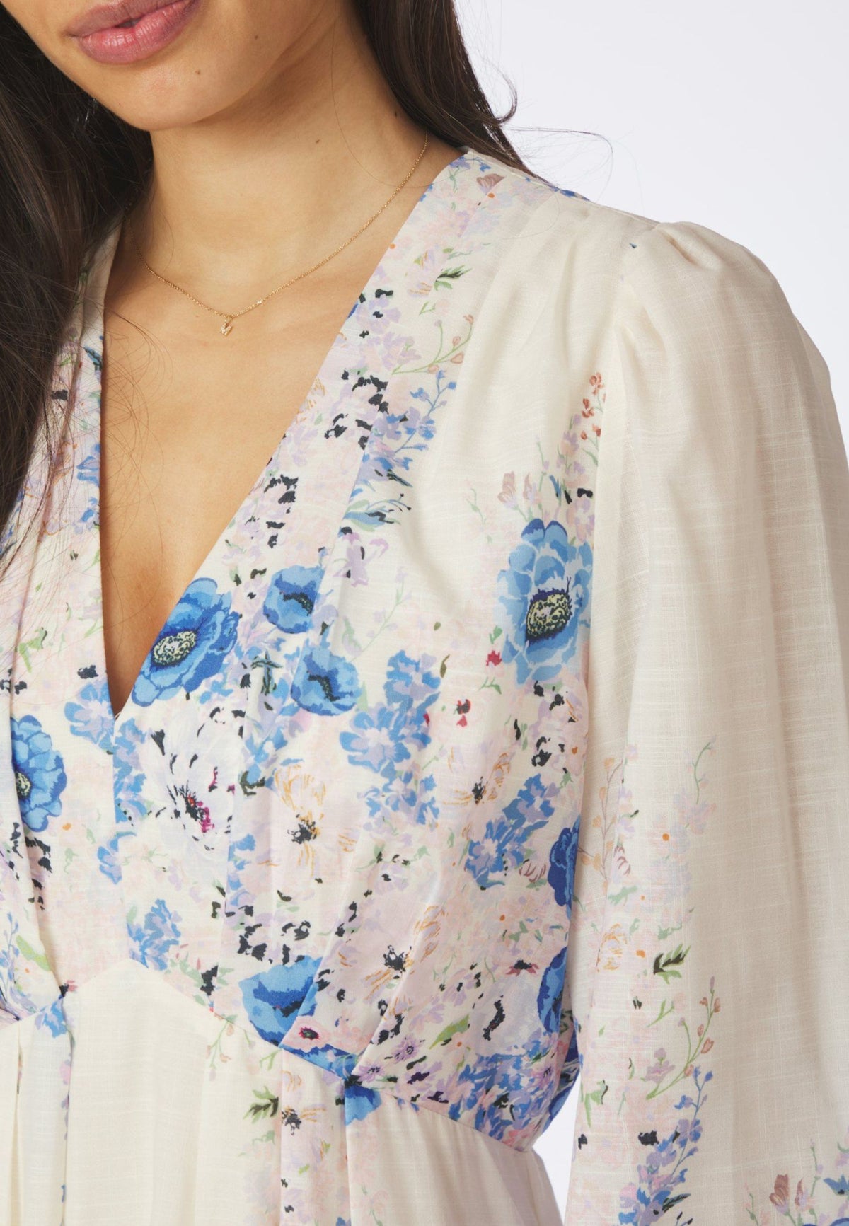 164828 Silfi Flower Print Dress_Blue_Model_1