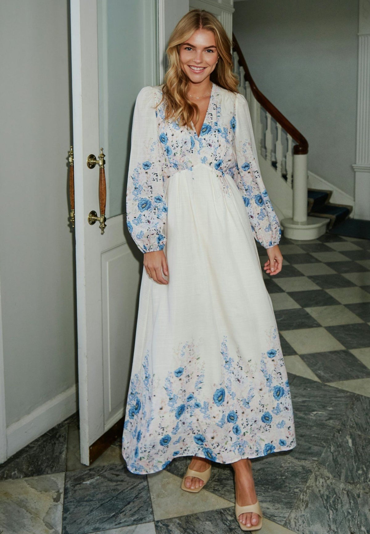 164828 Silfi Flower Print Dress_Blue_Image_0