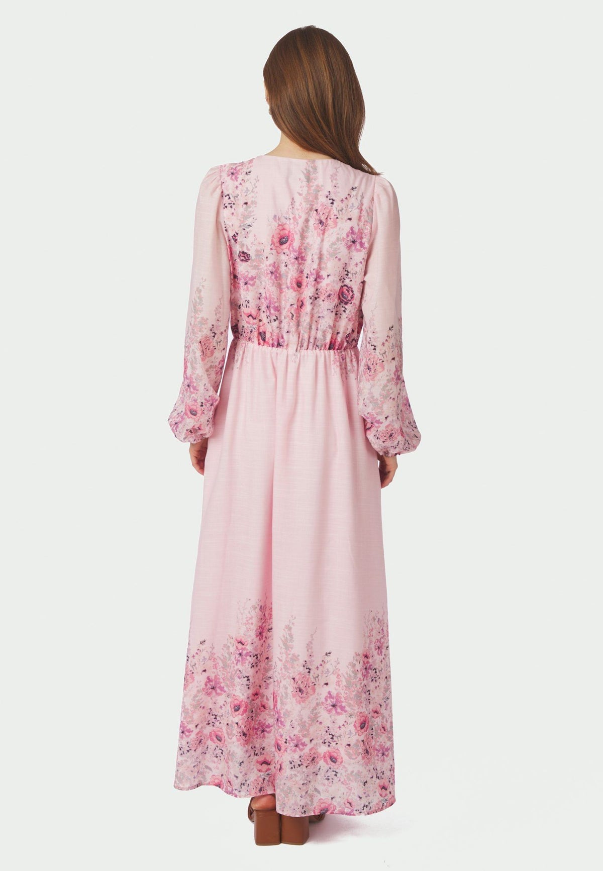 164828 Silfi Flower Print Dress_Dusty Rose_Model_2