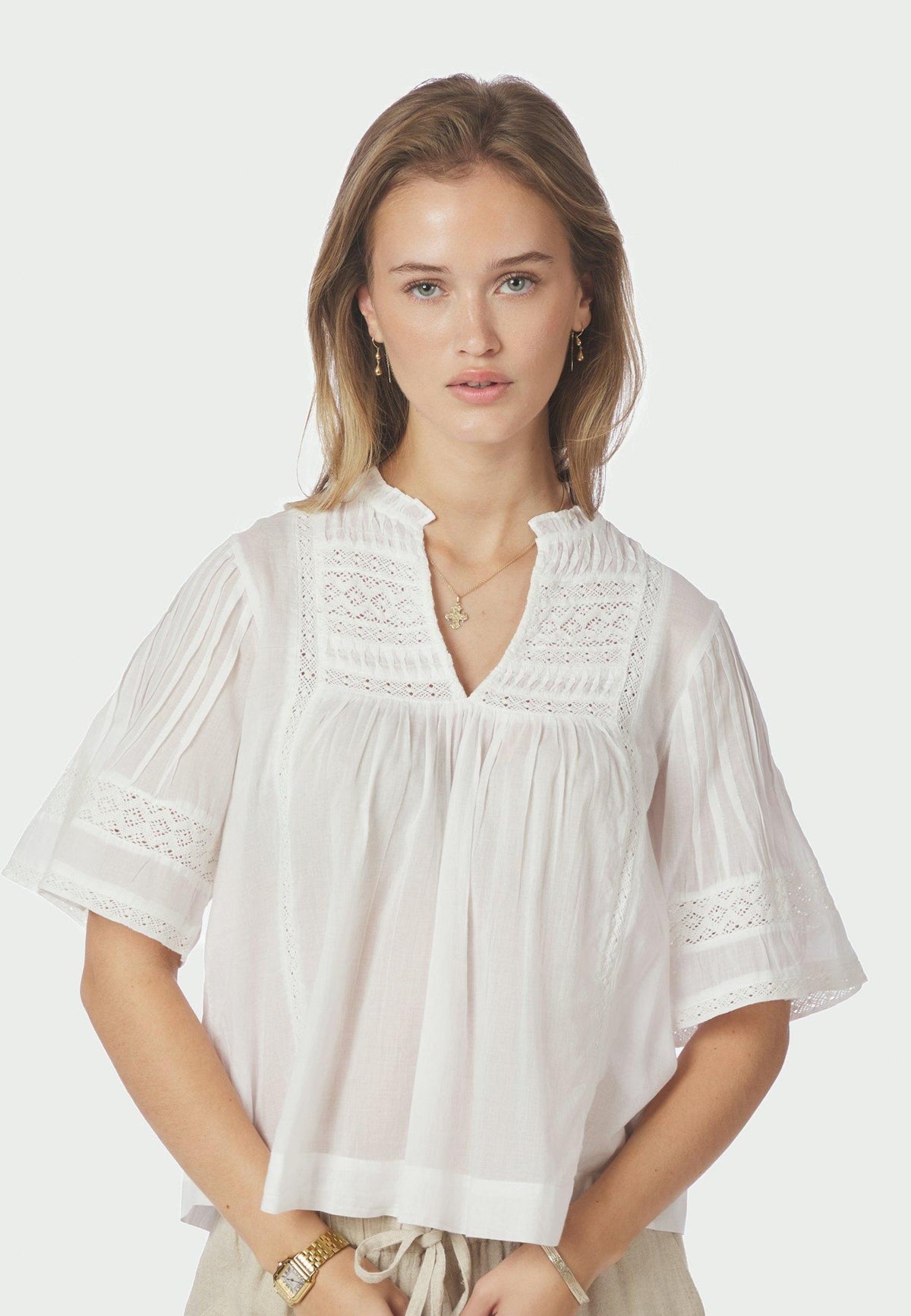 164703 Siama S Voile Blouse_White_Model_1