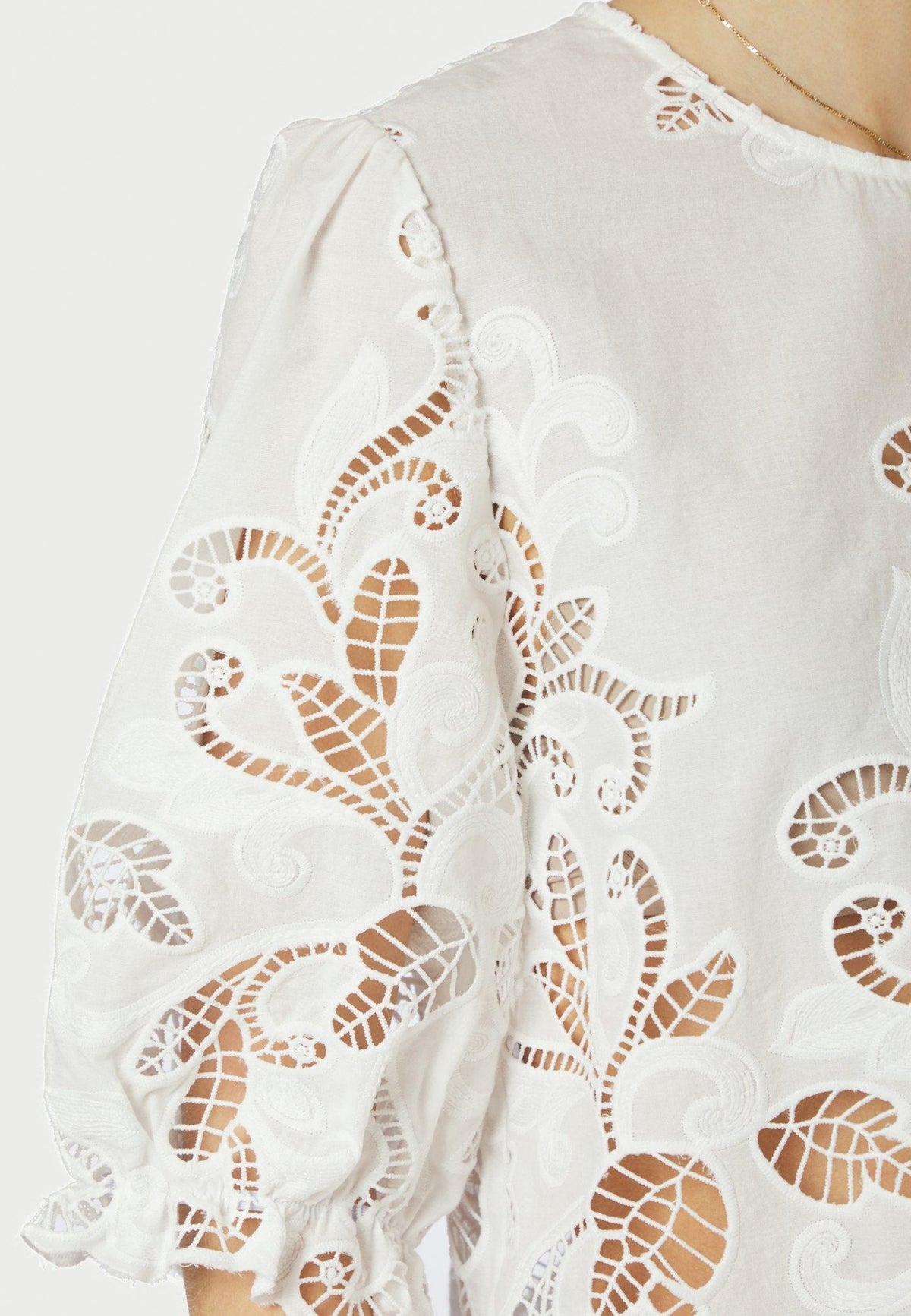 167834 Fia Embroidery Blouse_White_Model_1