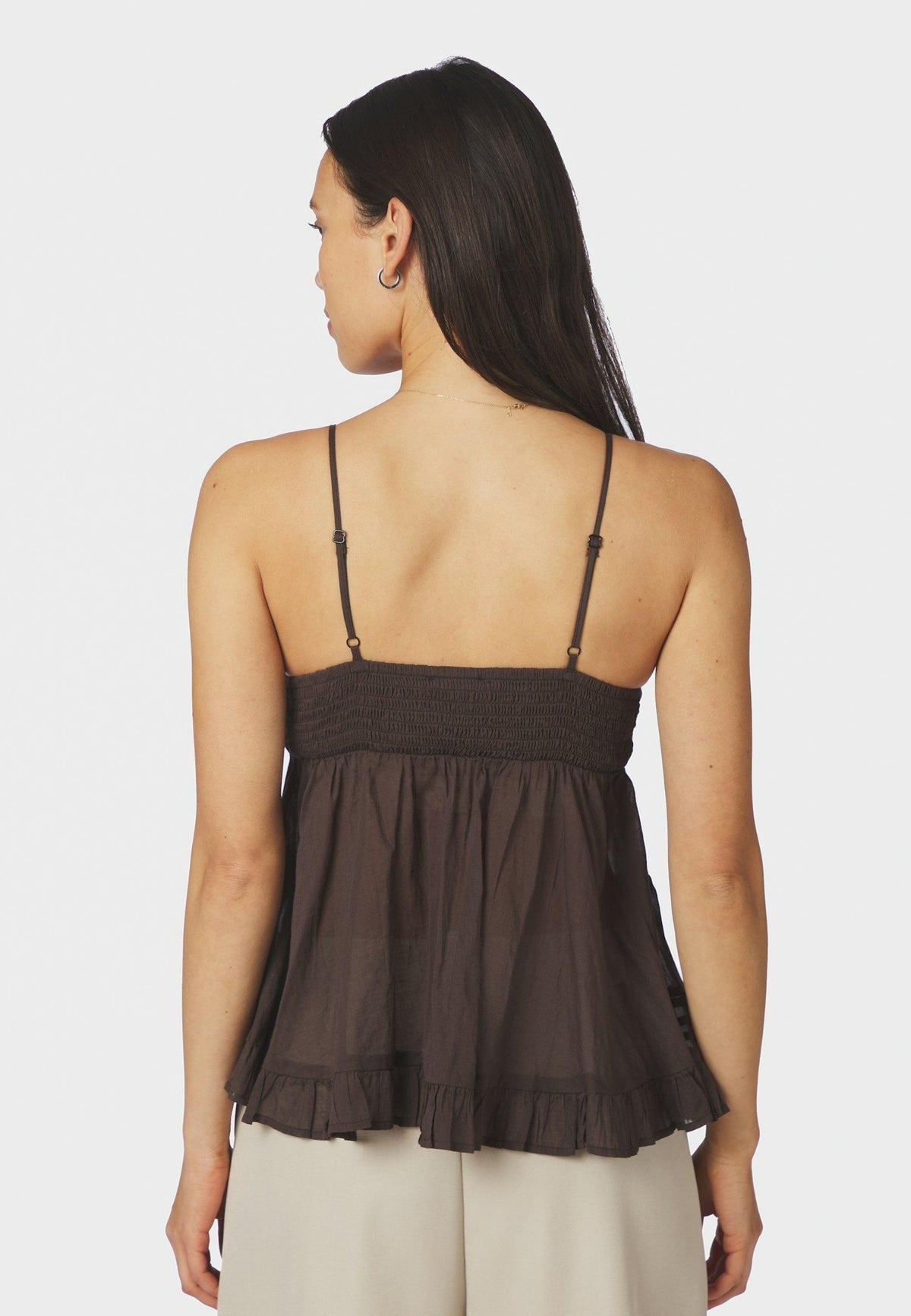 169066 Elvena S Voile Top_Dark Brown_Model_2