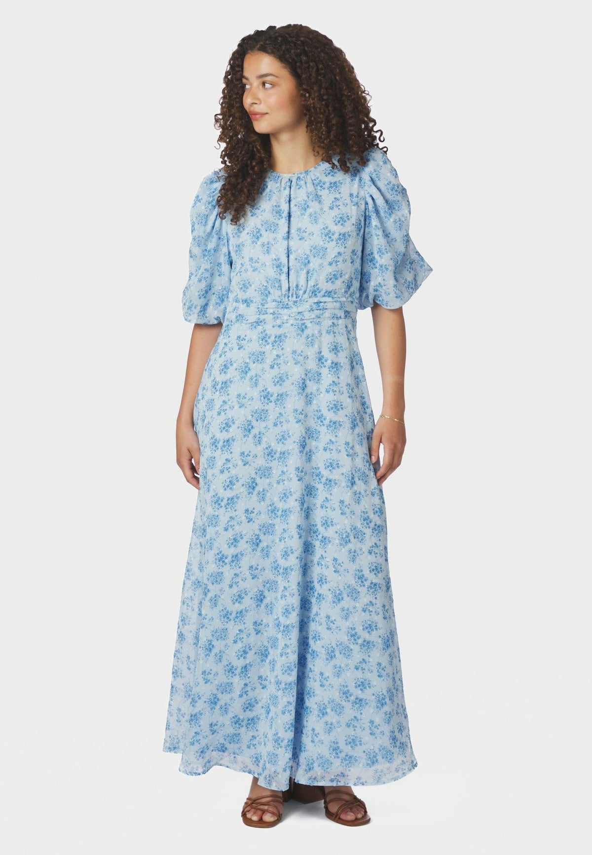 167915 Kikka Chiffon Flower Dress_Light Blue_Model_0
