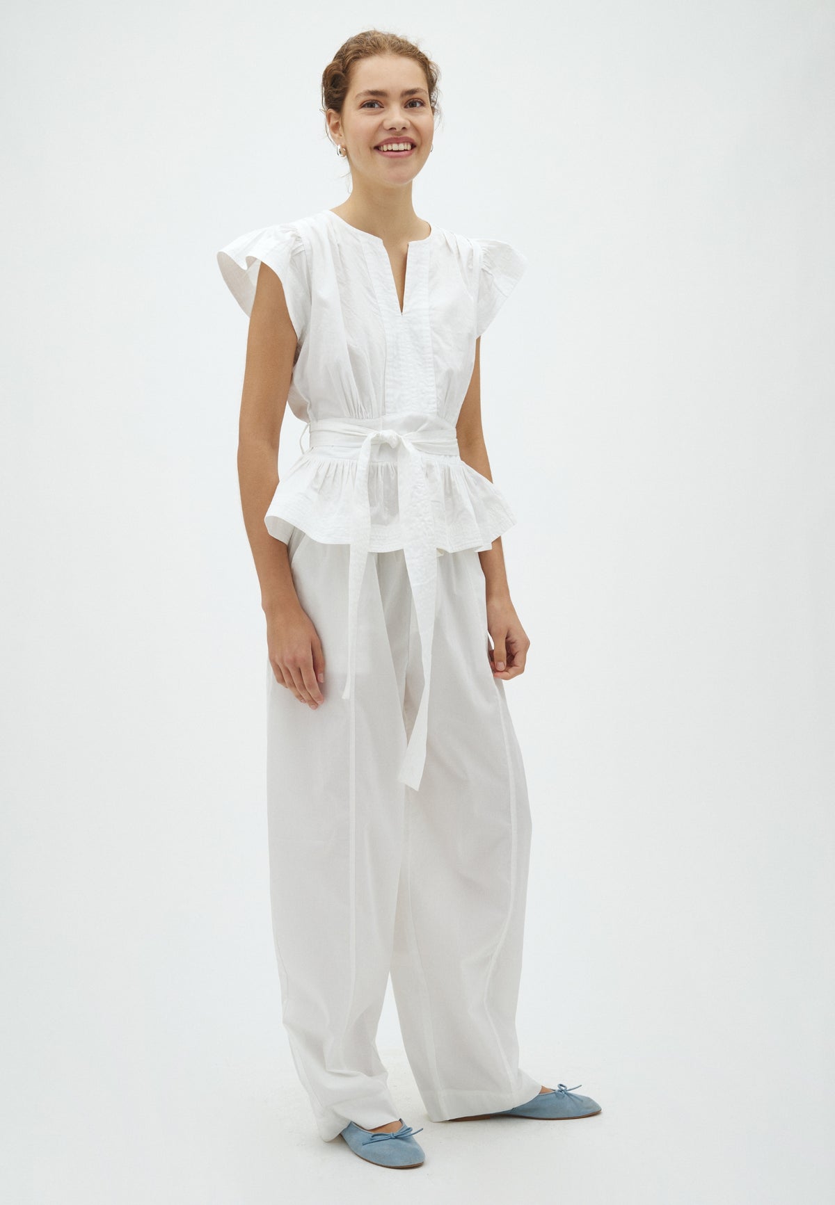 163355 Malia Cotton Satin Top_Off White_Model_3