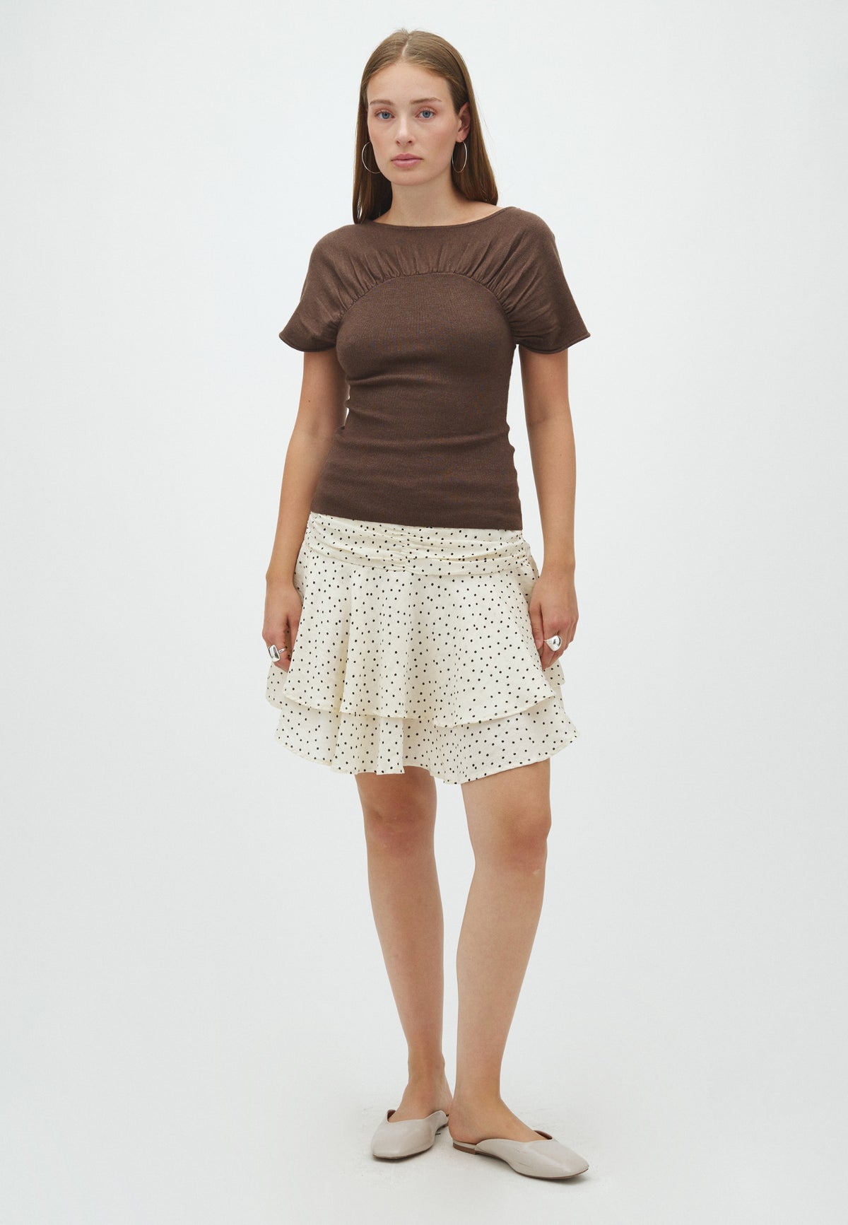 167346 Manthea Knit Top_Brown Melange_Model_2