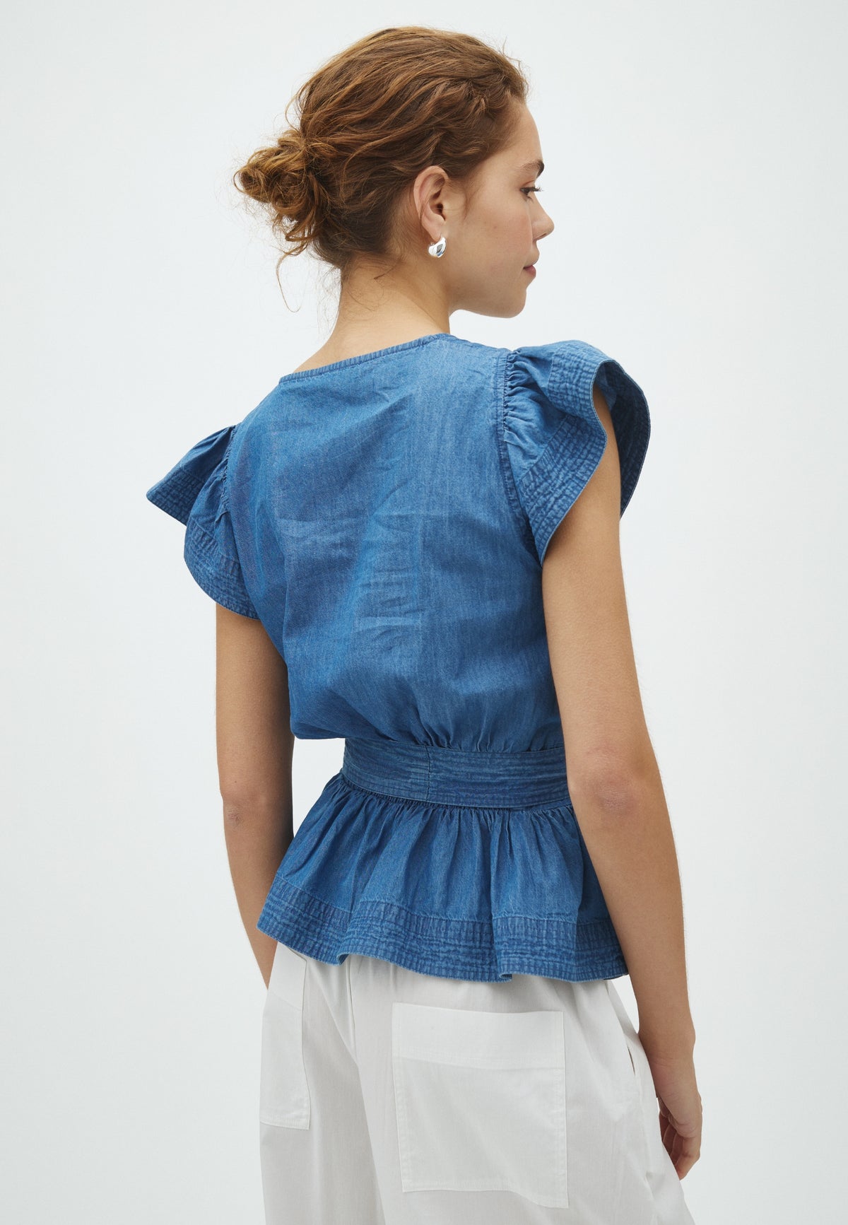 169581 Malia Denim Top_Blue_Model_2