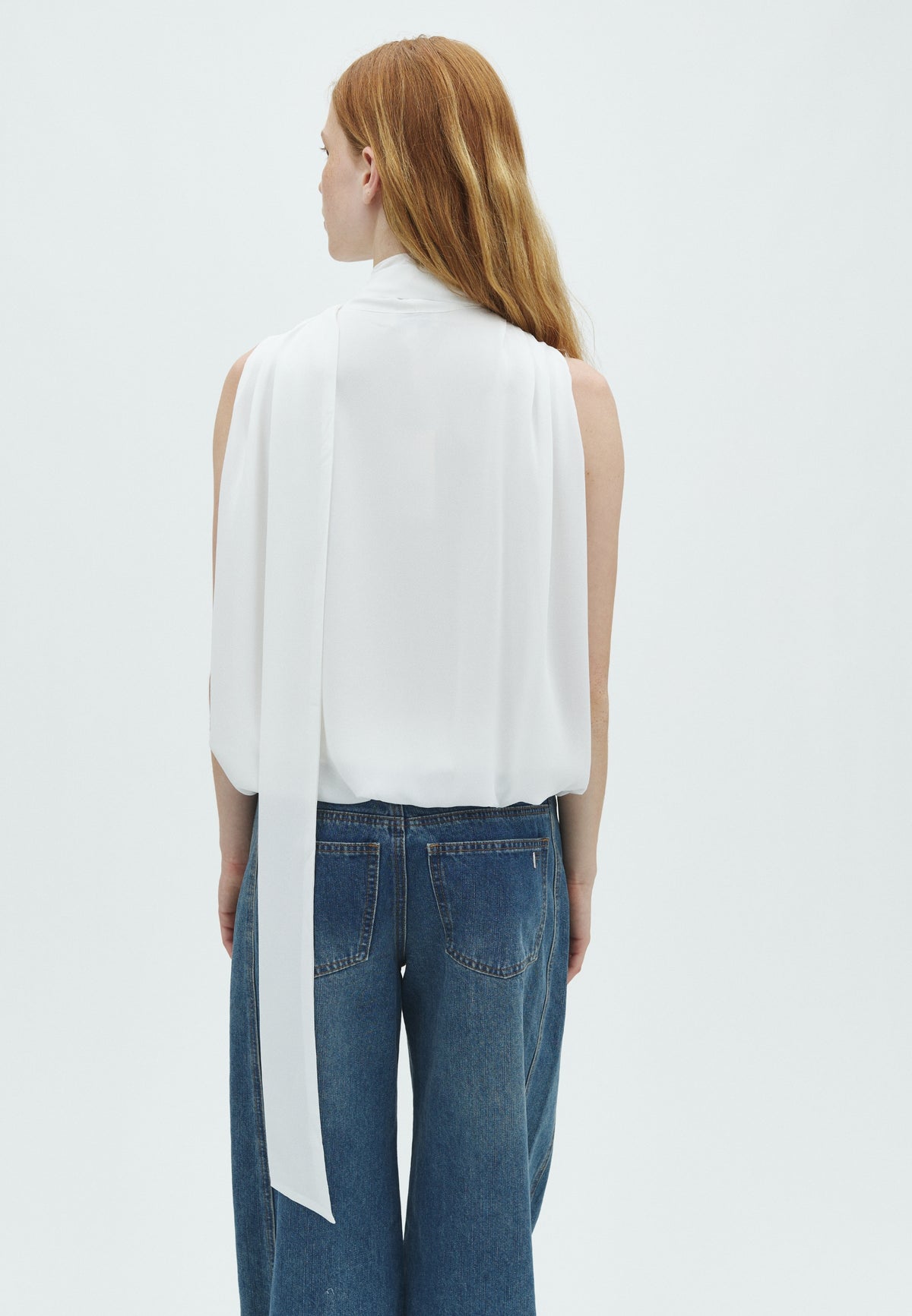 170014 Enge Chiffon Top_Off White_Model_2
