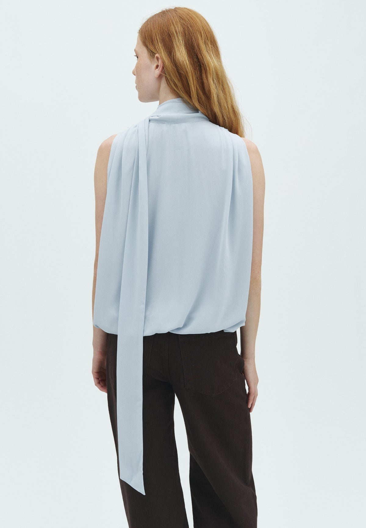 170014 Enge Chiffon Top_Dusty Blue_Model_2