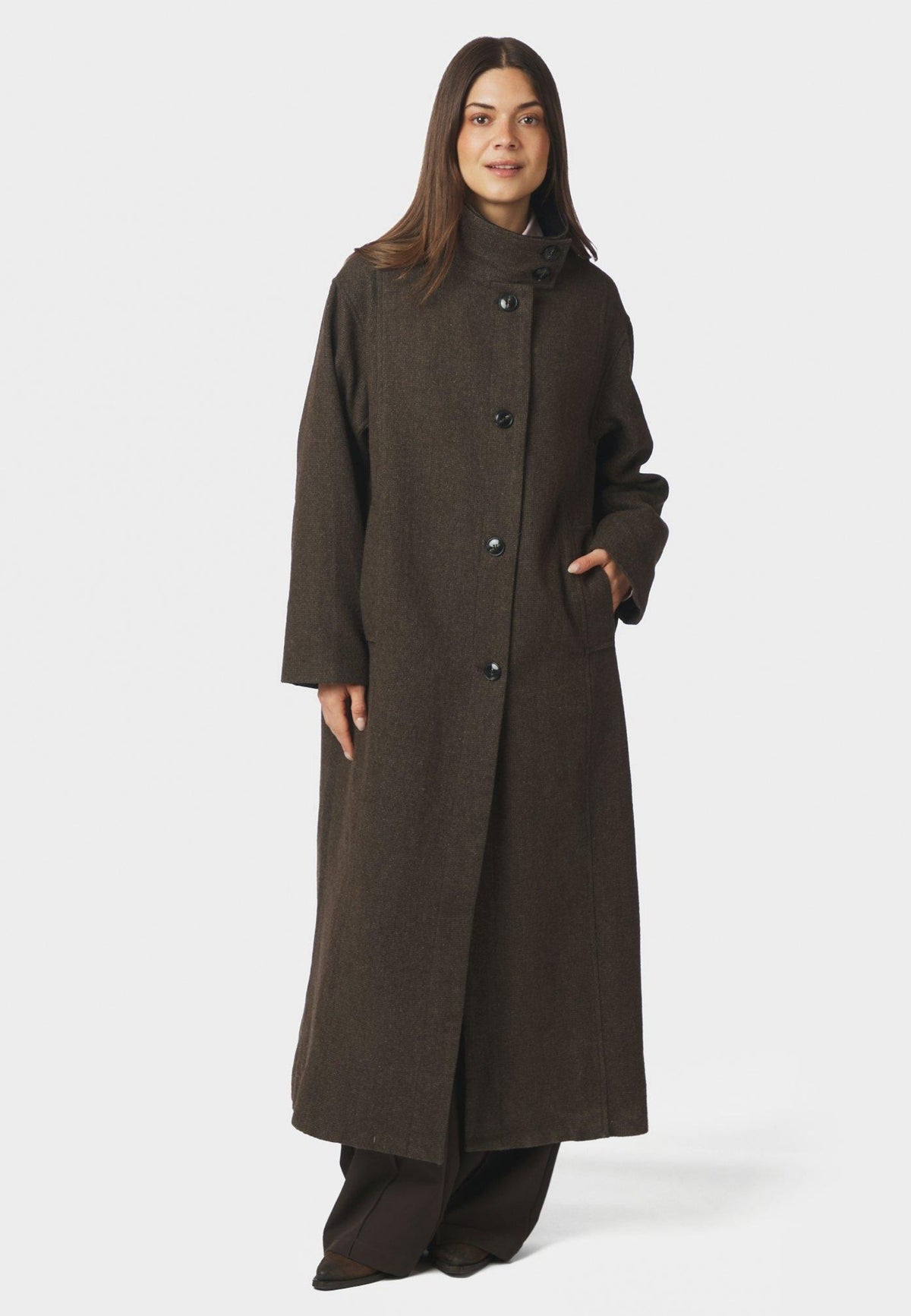 168540 Marcel Mini Check Coat_Brown_Model_0