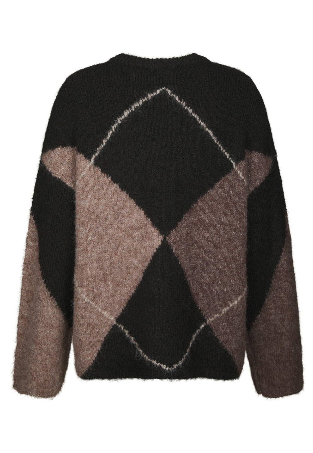 165205 Inga Check Fluff Knit Blouse_Dark Brown_Packshot_1