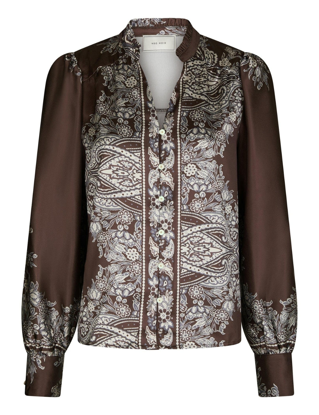 160960 Massima Paisley Border Blouse_Dark brown_Packshot_0