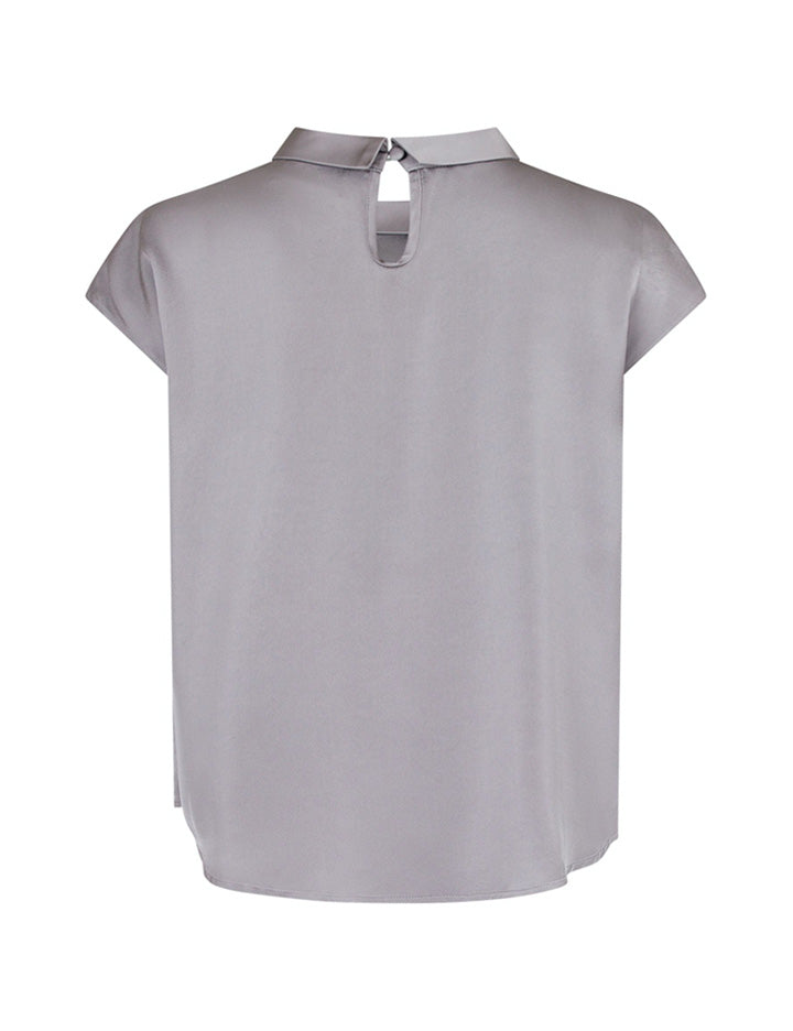 160990 Fleur Drapy Satin Blouse_Grey_Packshot_1