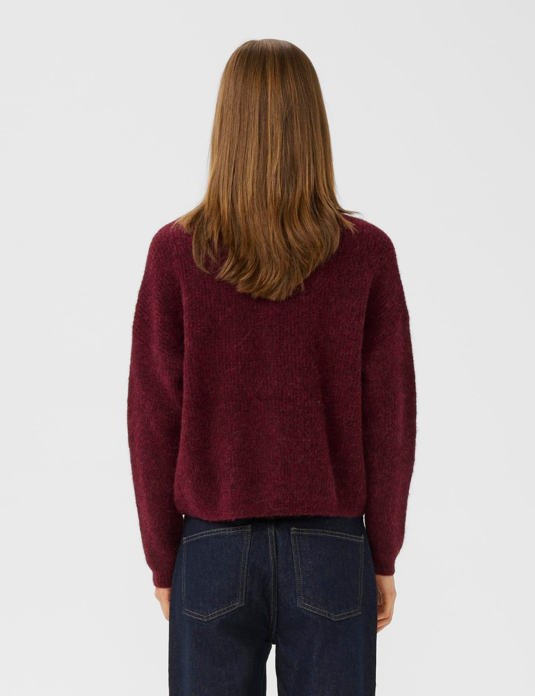 10906463 AlphaGZ short cardigan_Blood Red mÚlange_Model_2