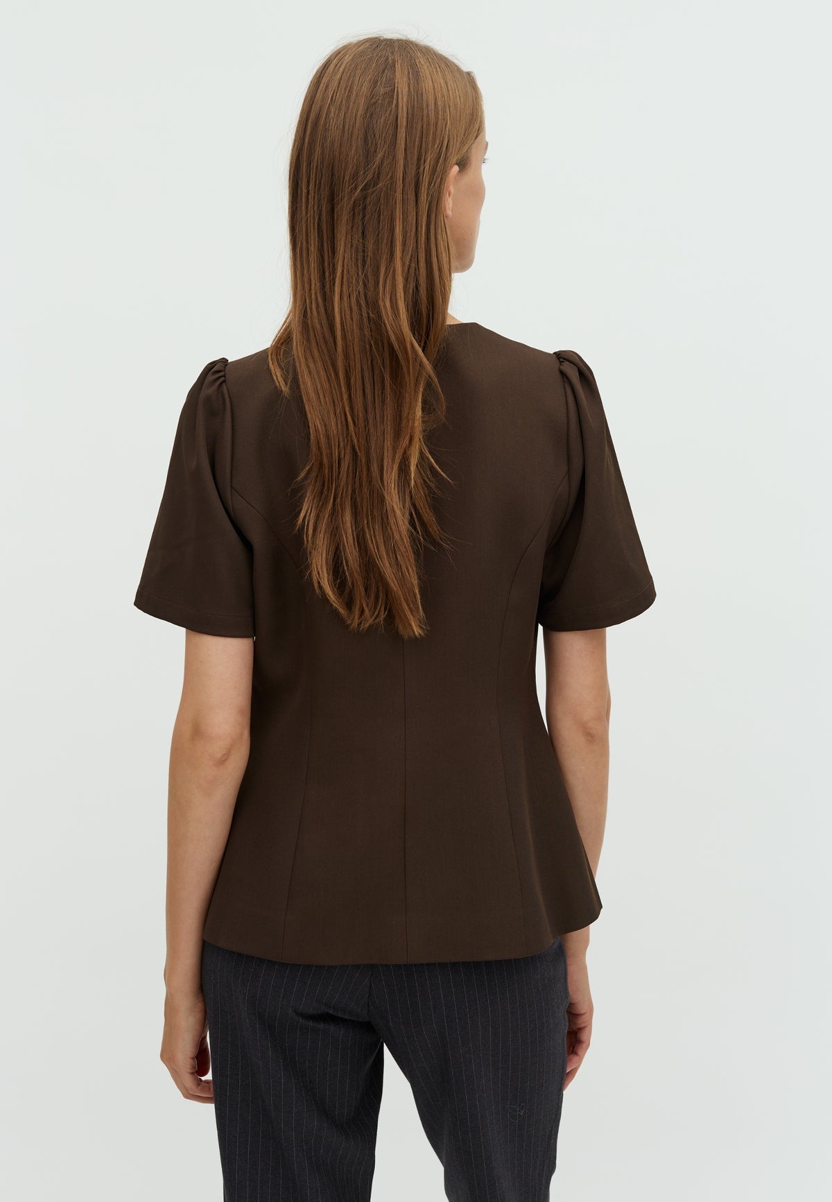 165834 Sules Structure Blouse_Dark brown_Model_1