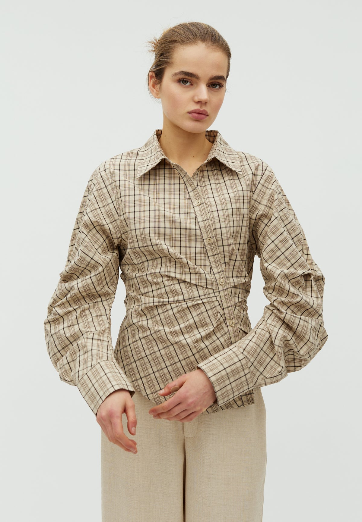 168377 Meoella Check Shirt_Off White_Model_0
