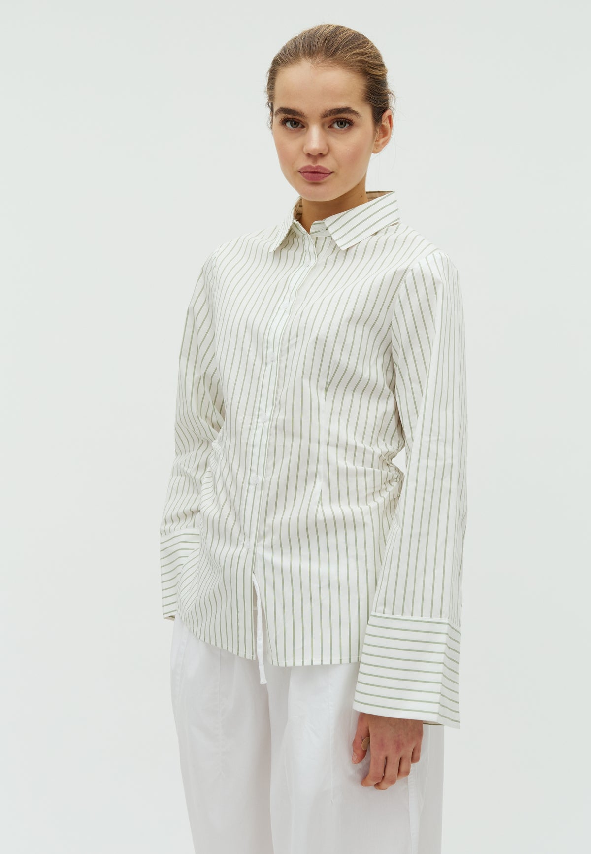 168657 Taroli Stripe Shirt_Dusty green_Model_0