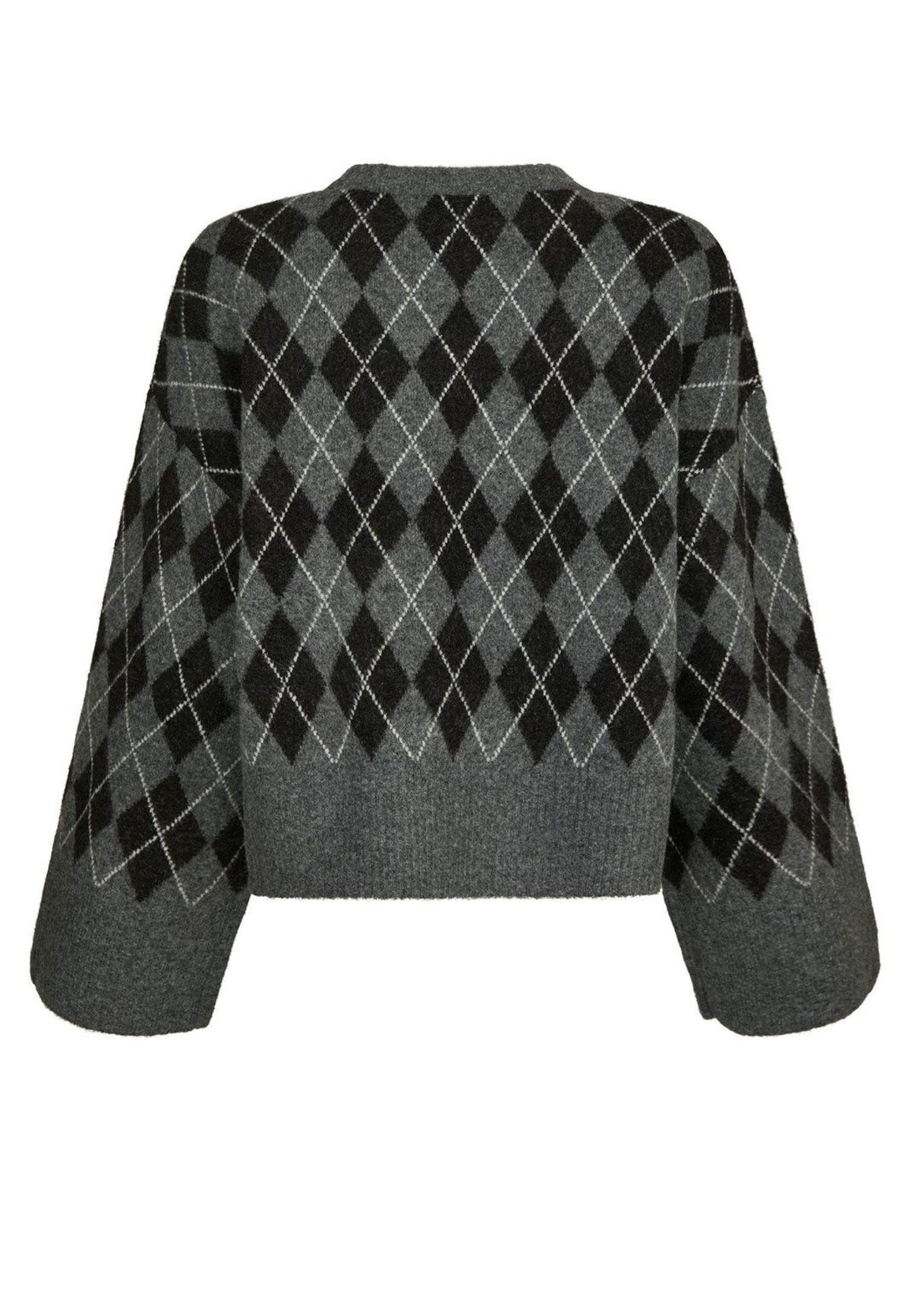 168645 Tick Check Knit Blouse_Antracit_Packshot_1