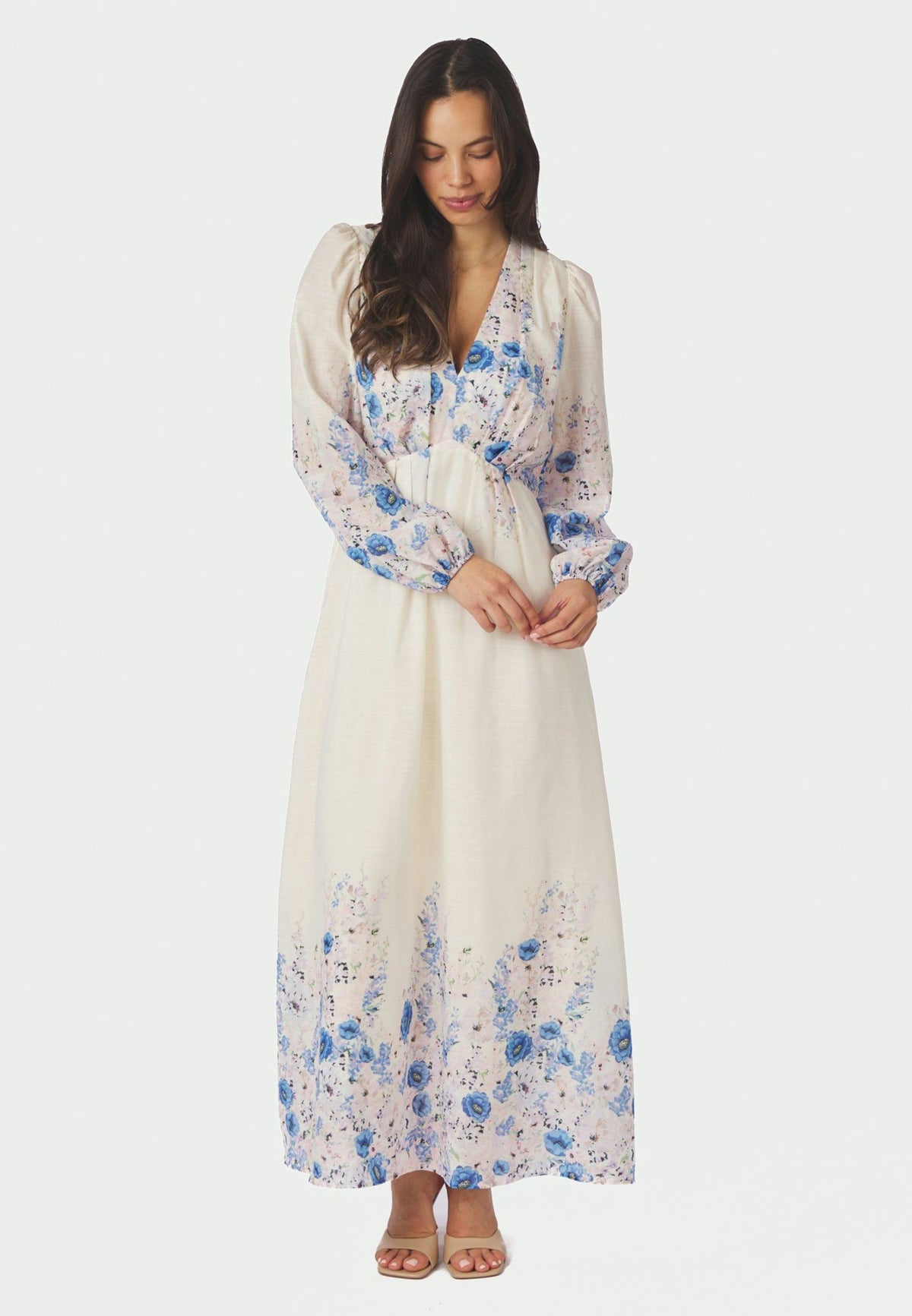 164828 Silfi Flower Print Dress_Blue_Model_0