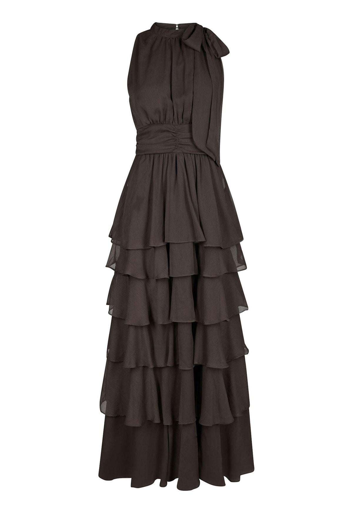 169167 Tarli Solid Chiffon Dress_Dusty Brown_Packshot_0