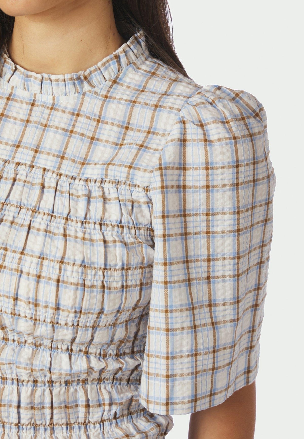 169142 Possini Mega Check Blouse_Light Blue_Model_2