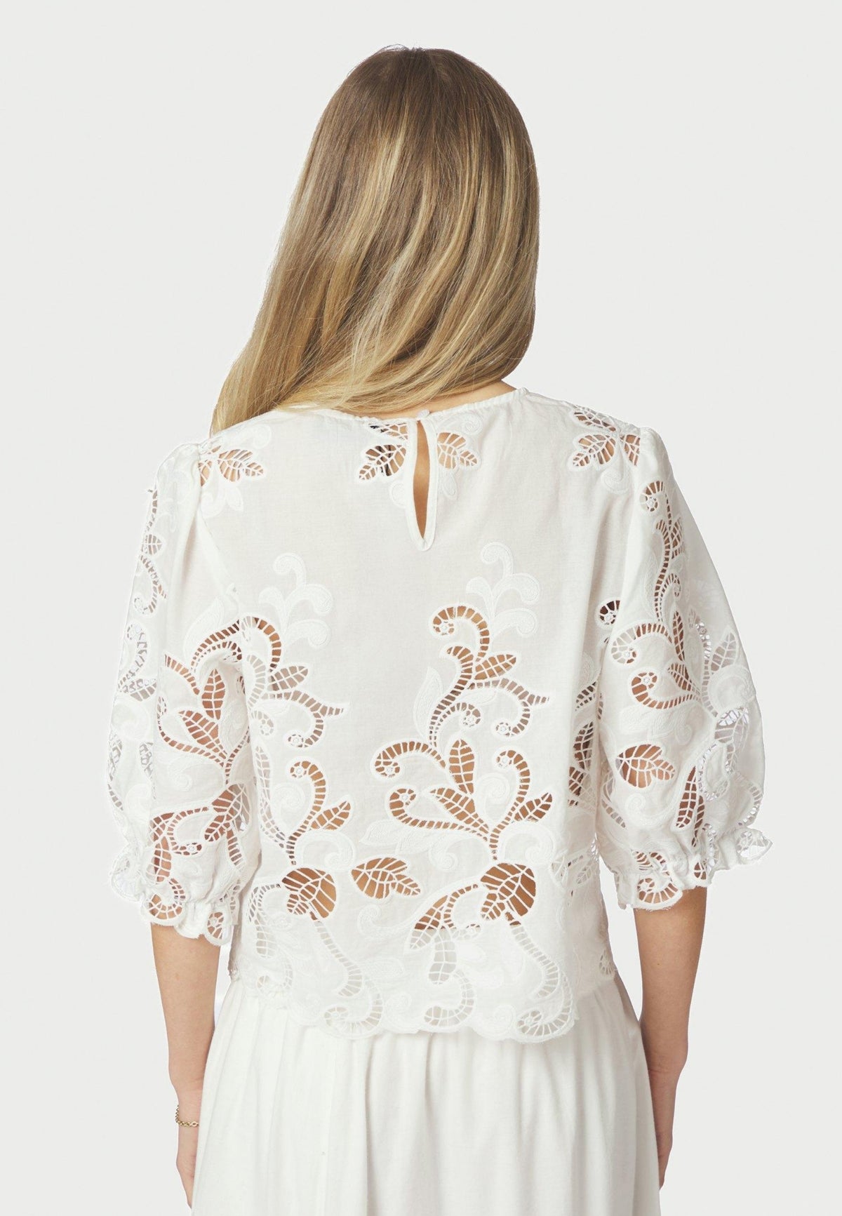 167834 Fia Embroidery Blouse_White_Model_2