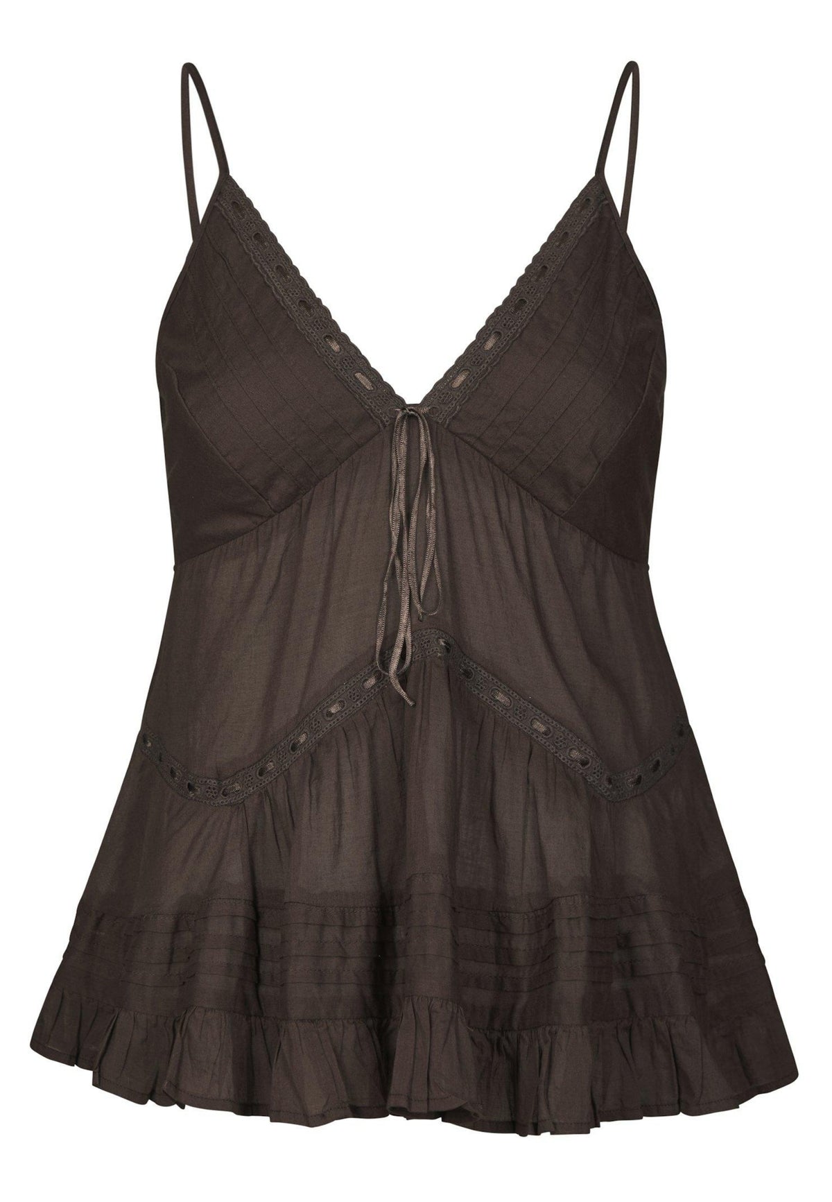 169066 Elvena S Voile Top_Dark Brown_Packshot_0