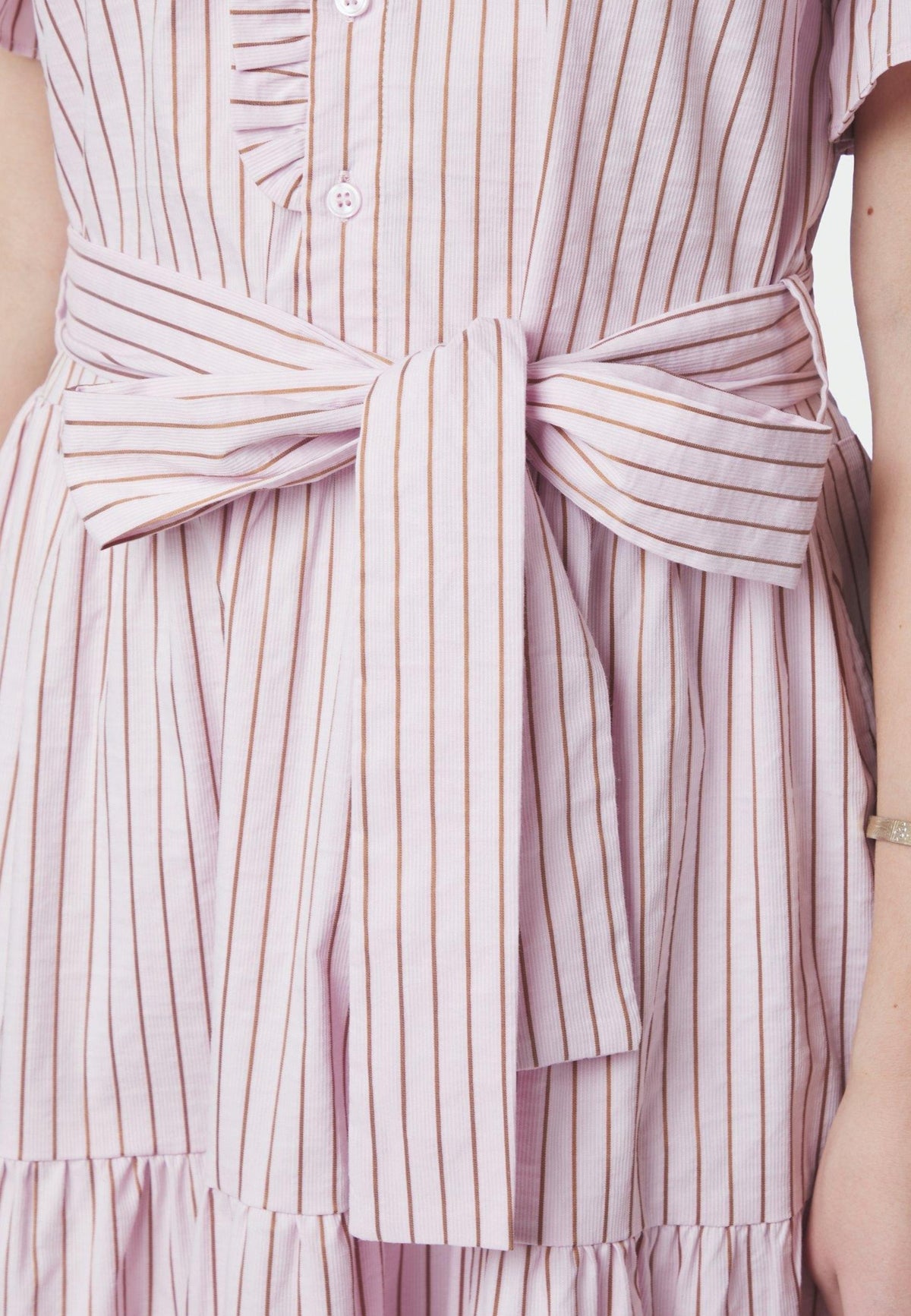 169739 Nessie Structure Stripe Dress_Light Pink_Model_1