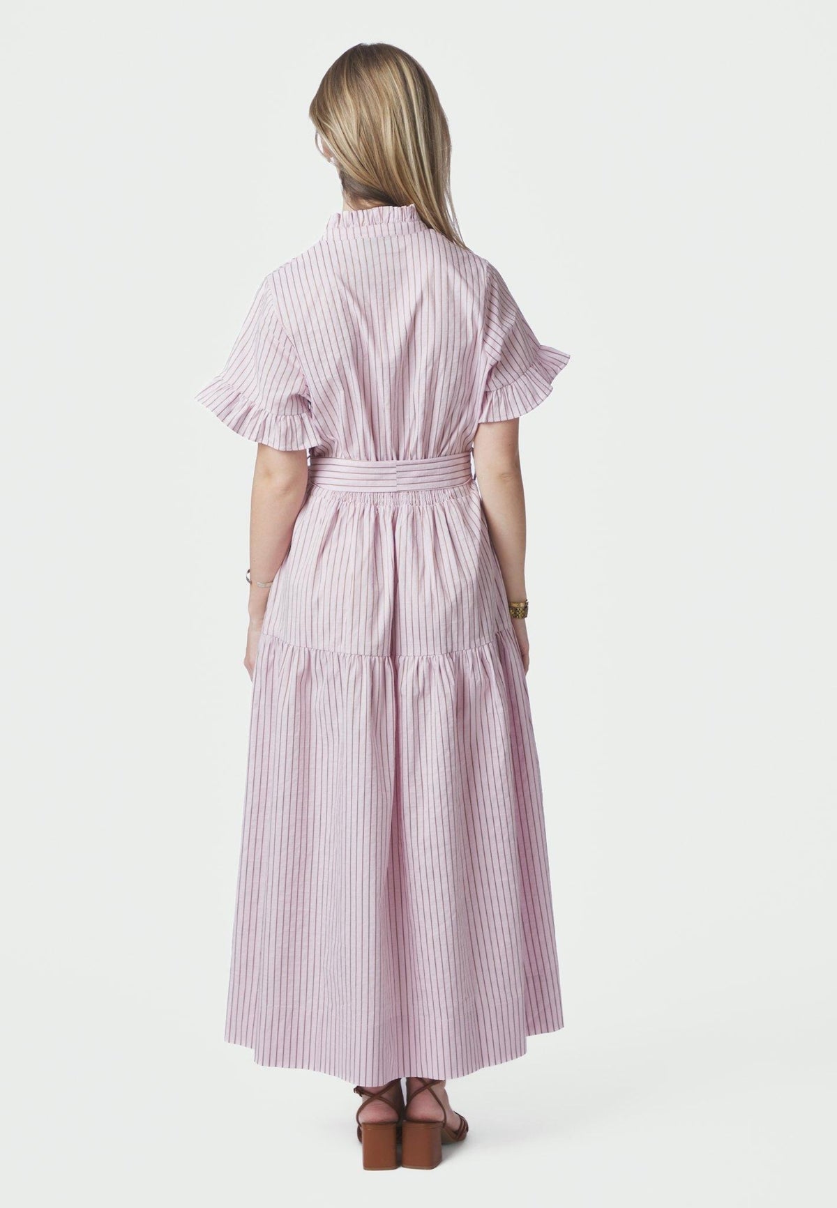 169739 Nessie Structure Stripe Dress_Light Pink_Model_2