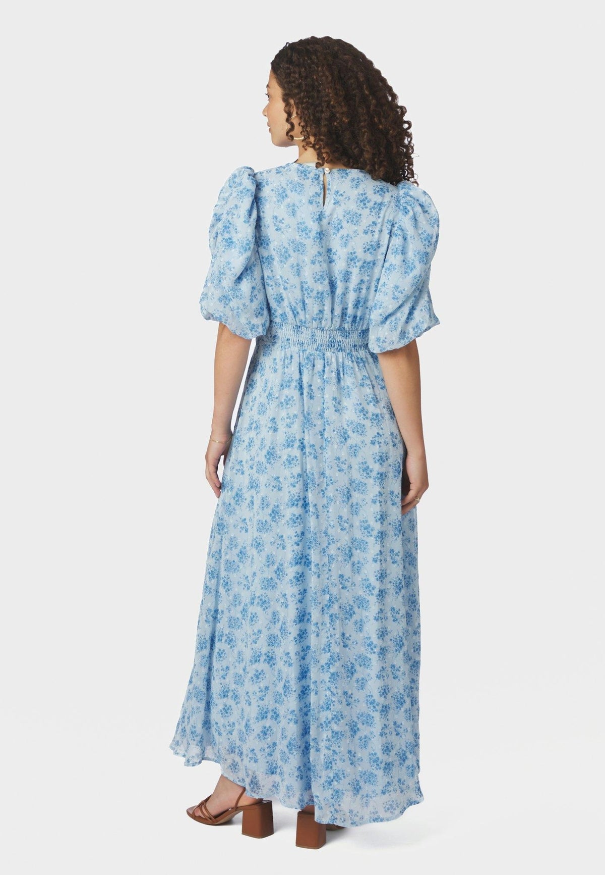 167915 Kikka Chiffon Flower Dress_Light Blue_Model_2