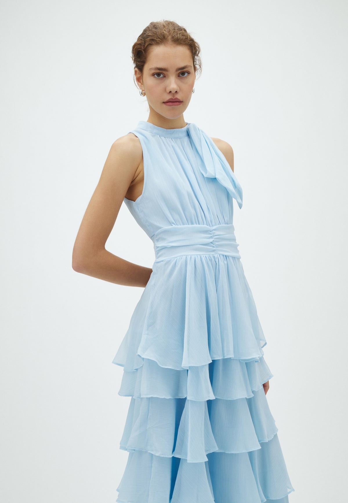 169167 Tarli Solid Chiffon Dress_Light Blue_Model_1