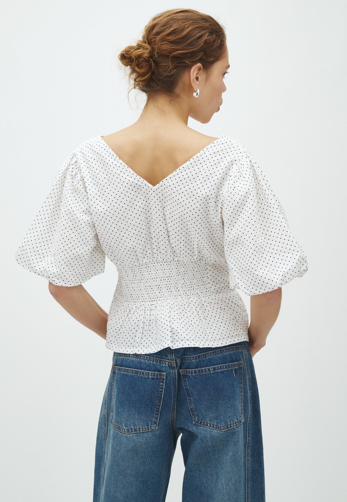 169555 Mapura Mini Dot Blouse_White_Model_2