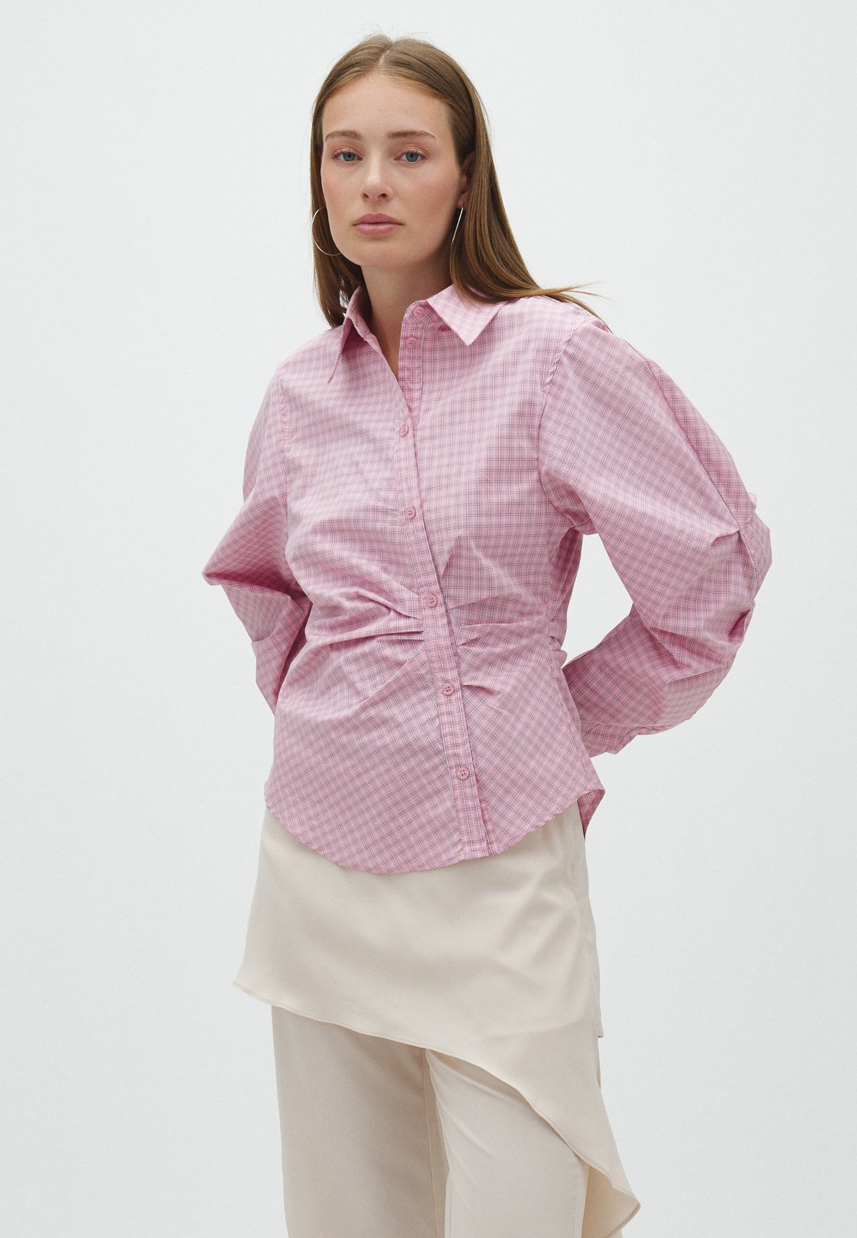 168377 Meoella Check Shirt_Light Pink_Model_0