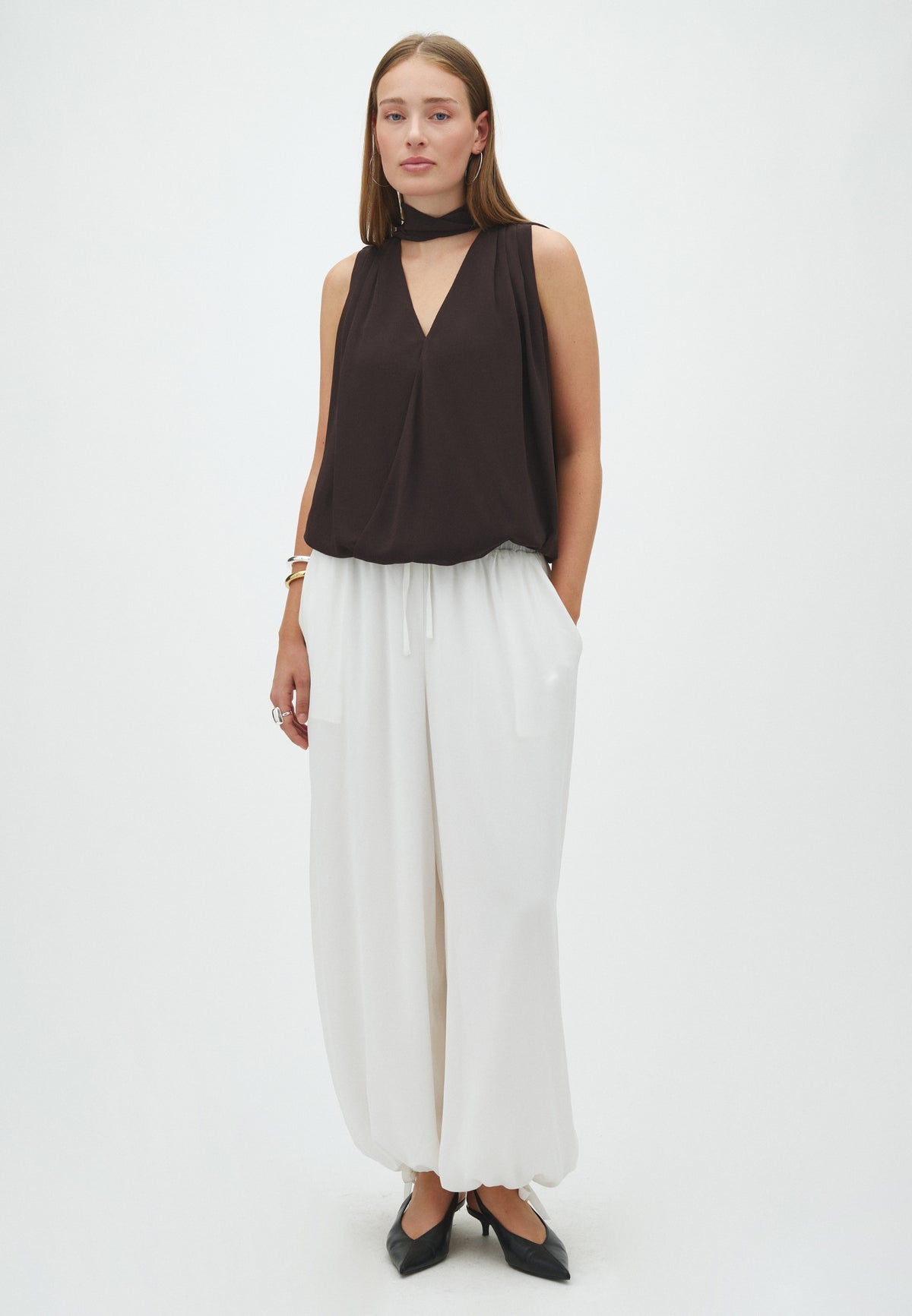 170015 Toxane Chiffon Pants_Off White_Model_0