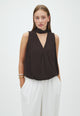 170014 Enge Chiffon Top_Dark Brown_Model_0