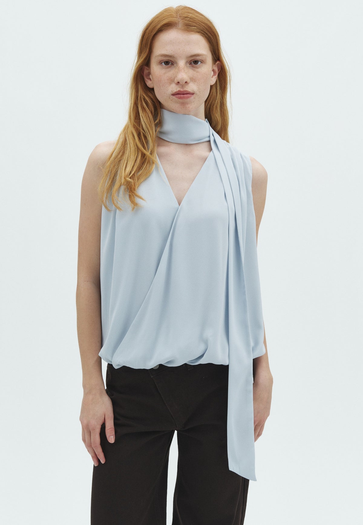 170014 Enge Chiffon Top_Dusty Blue_Model_0