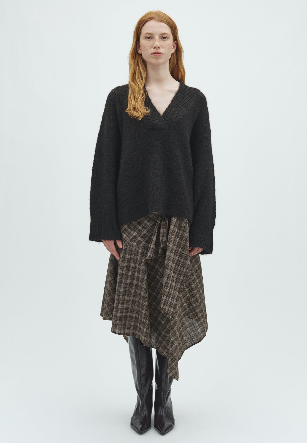 169596 Sabella Check Skirt_Brown Check_Model_0