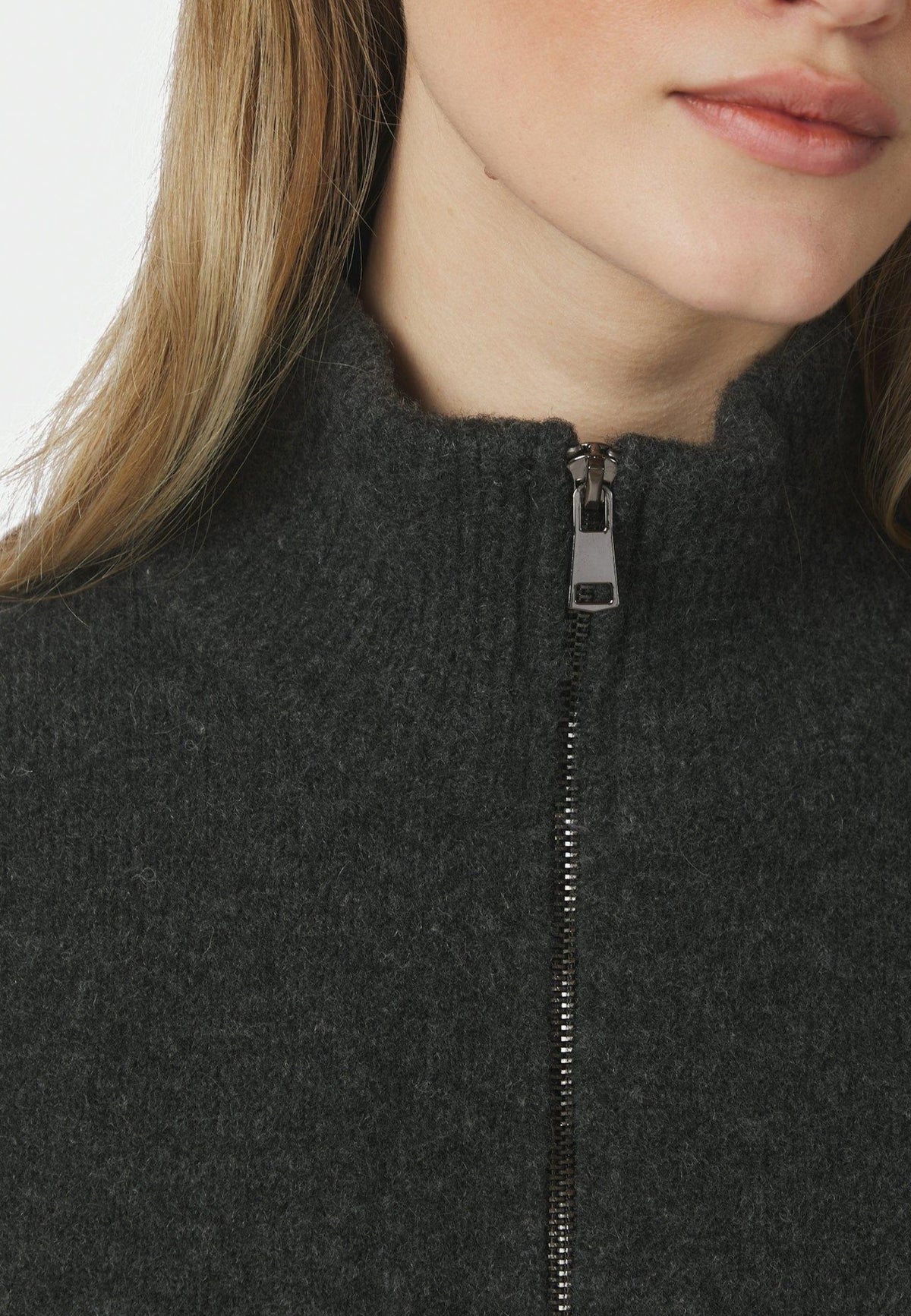164973 Asley Zip Knit Cardigan_Antracit_Model_1