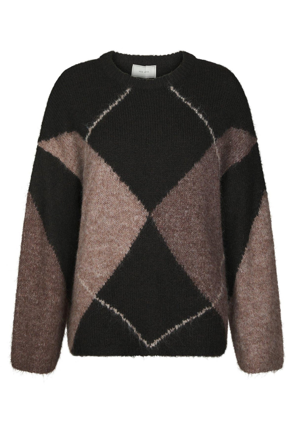 165205 Inga Check Fluff Knit Blouse_Dark Brown_Packshot_0