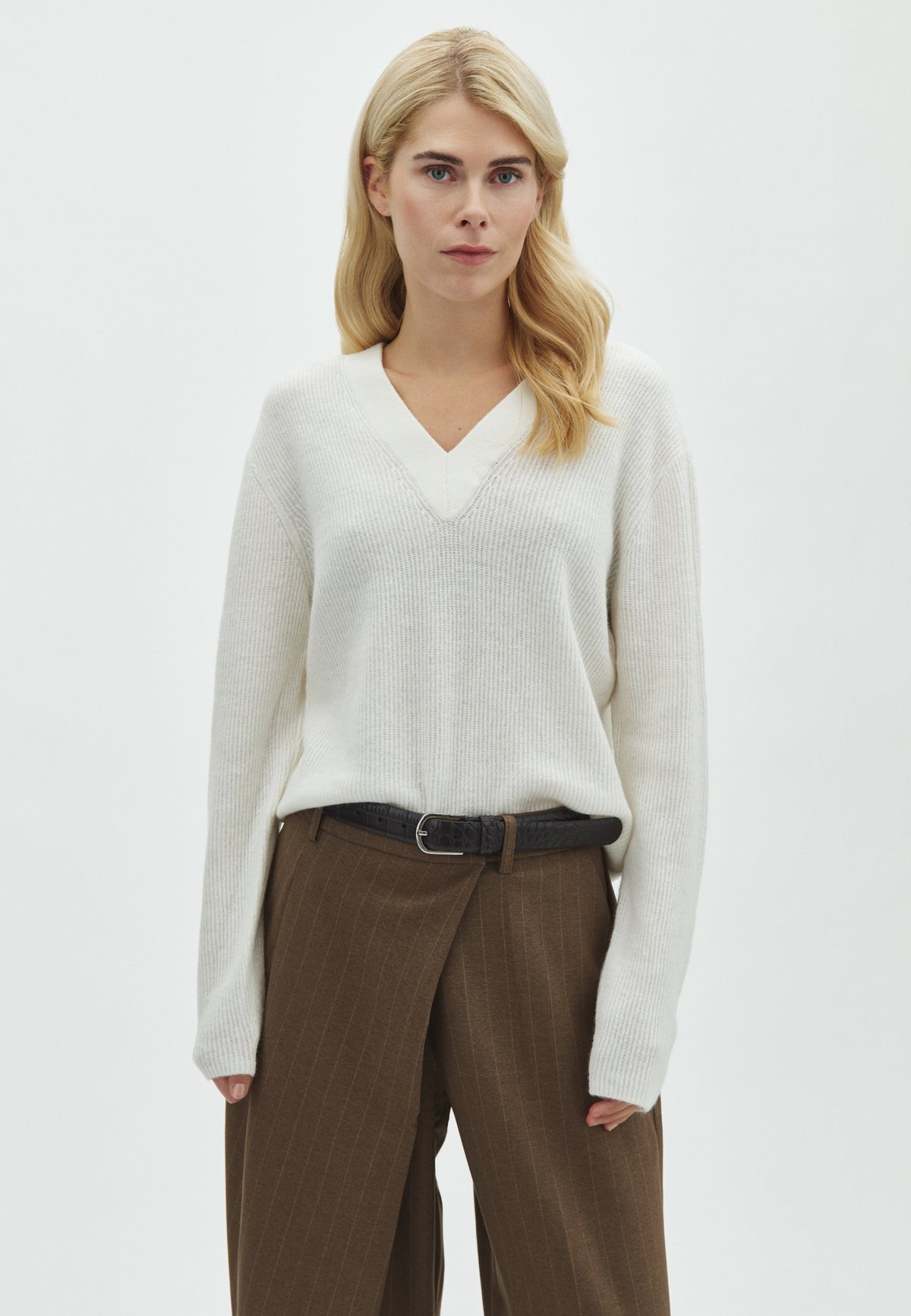 170535 Palina Pinstripe Wrap Pants_Taupe_Model_3