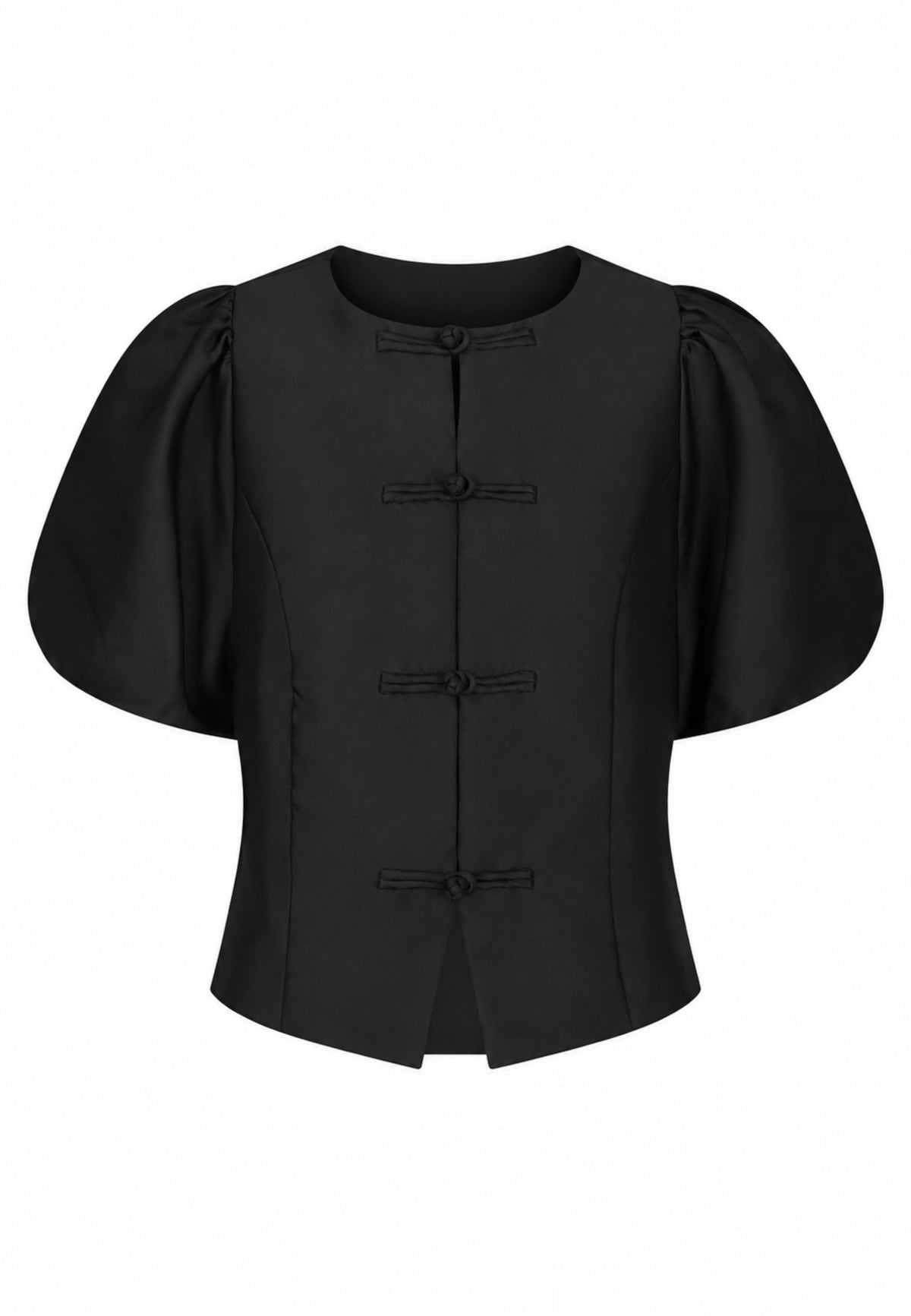 171642 Panela Mandarin Dull Satin Blouse_Black_Packshot_0