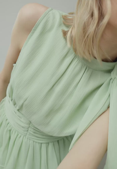 169166 Vay Solid Chiffon Dress_Mint Green_Video_0