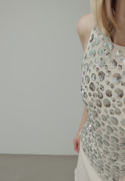 169172 Relina Flower Sequins Top_Creme_Video_0